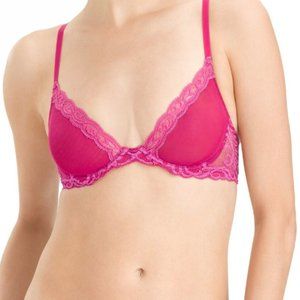 NWT - NATORI FEATHERS SHEER PLUNGE BRA DARK ROSE SIZE 30A - NWT
